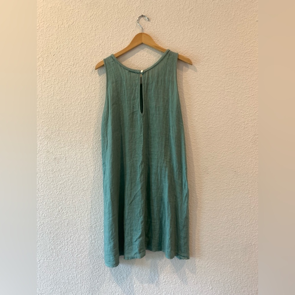 Linen Teal Braided Long Tank Top - Picture 4 of 6